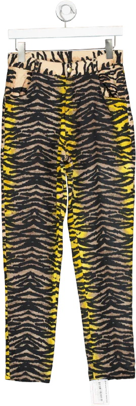 Sacred Hawk Multicoloured Tiger Print Trousers UK S Trousers Trousers Formal