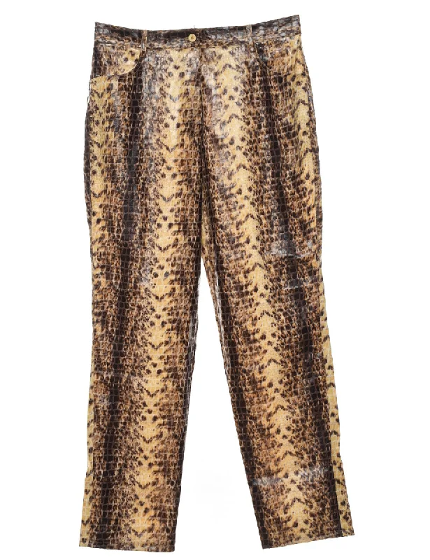 Snakeskin Pattern Trousers - W32 L30 Trousers Silk Elegant