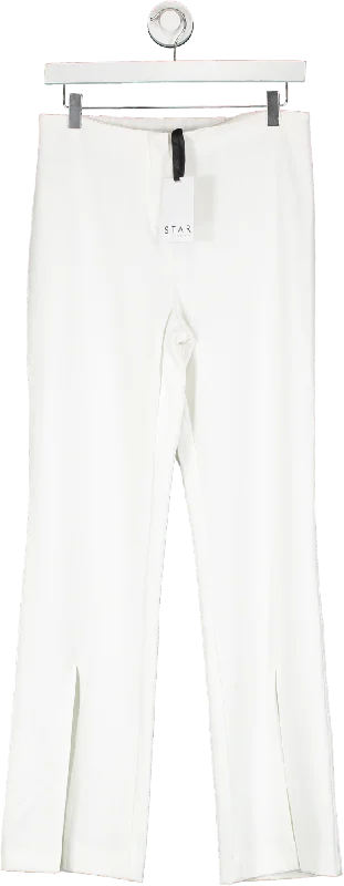 Star White Split Front Hem Trousers UK 10 Trousers High Rise Slim Fit