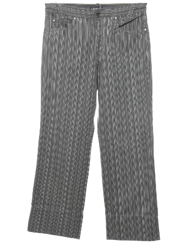 Striped Dark Grey Straight-Leg Trousers - W34 L32 Trousers cozy soft