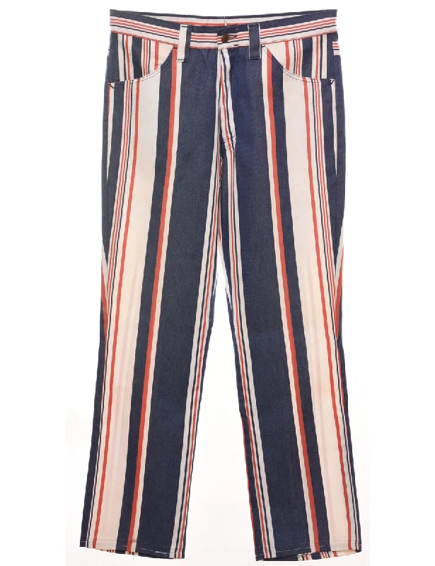 Striped Navy, White & Red Trousers - W33 L31 Trousers Bootcut Casual