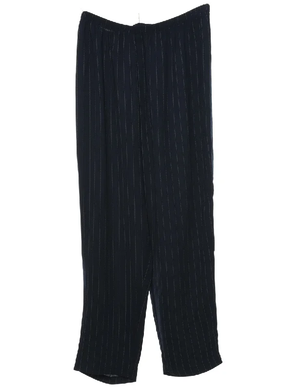 Striped Trousers - W30 L26 High Waist Slim Fit Ankle Length