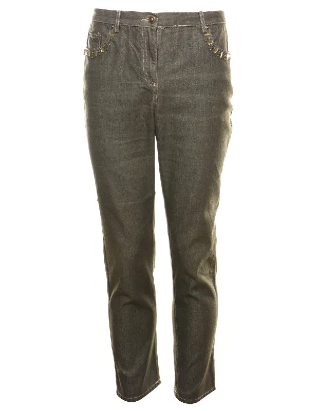 Studded Denim Beaded Trousers - W31 L30 Trousers versatile functional