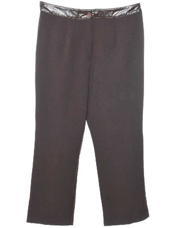 Tapered Dark Brown Trousers - W37 L29 Trousers Exclusive Limited