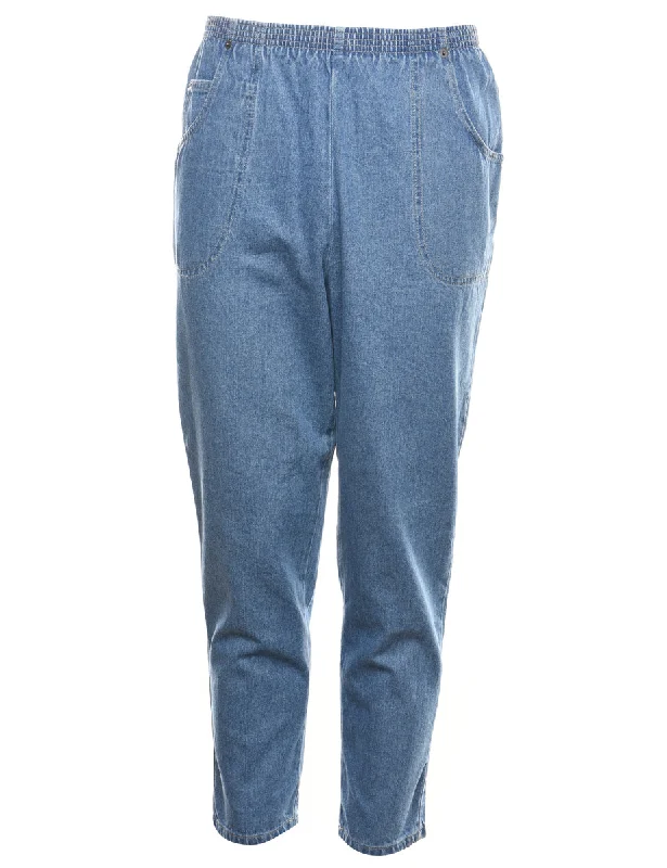 Tapered Light Wash Denim Trousers - W26 L28 Trousers stylish modern