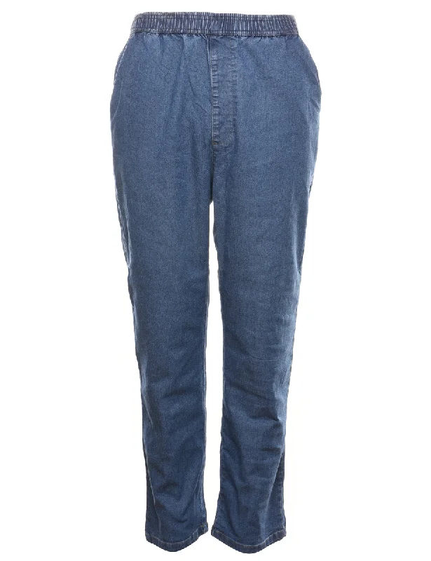 Tapered Medium Wash Casual Denim Trousers - W30 L30 Trousers practical durable