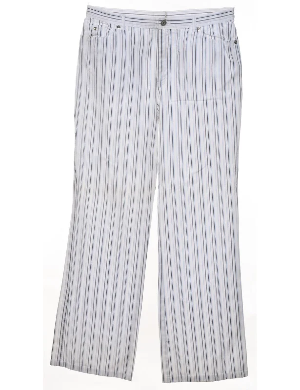 White Striped Trousers - W32 L32 Trousers practical easy-care