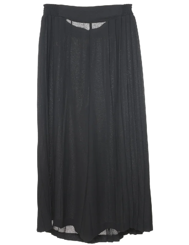 Wide Leg Black Sheer Trousers - W30 L23 Trousers Flared Retro