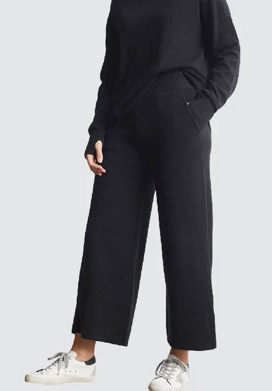 Wide Leg Cashmere Trouser | Black Trousers New Arrival