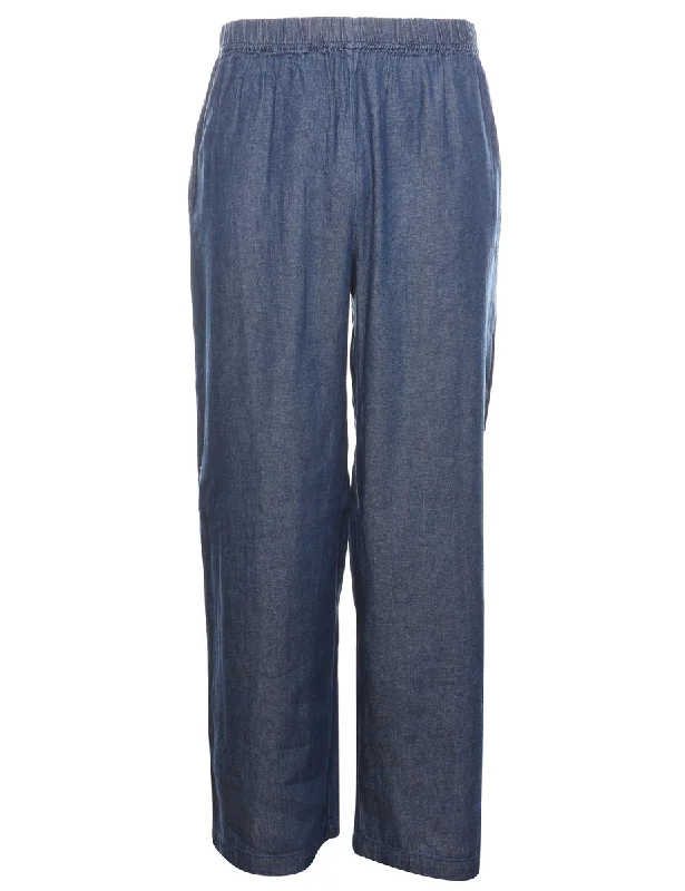 Wide-Leg Denim Dark Wash Trousers - W30 L32 Trousers chic fashionable