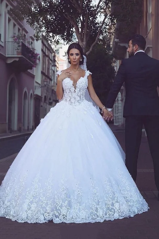 Off The Shoulder Wedding Dresses Tulle With Applique A Line Court Train Tunics Sophisticated sleek