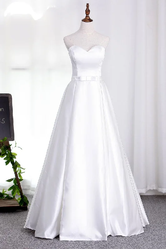 Satin Wedding Dresses Sweetheart A Line With Sash Tunics Trousers formal