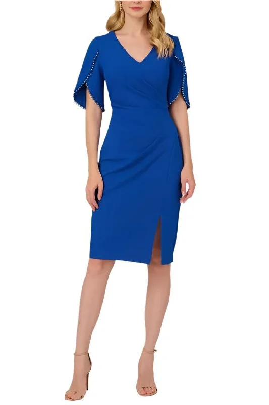 Adrianna Papell Day Pearl Embellished Knit Crepe Sheath Dress Tunics Luxurious high-end