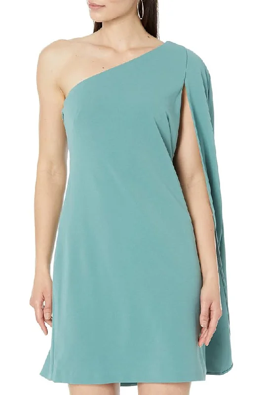 Adrianna Paprell Stretch Crepe One Shoulder Sheath Dress with Cape Detail Tunics Evening elegant