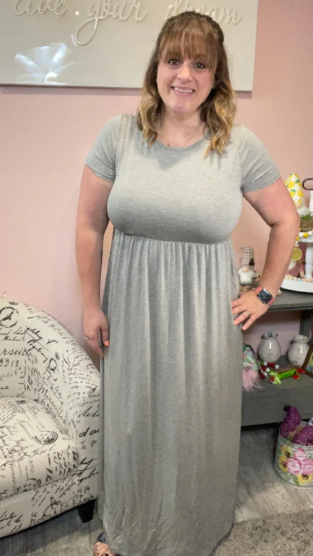 Gray Maxi Dress with Pockets Tunics Favorite customer