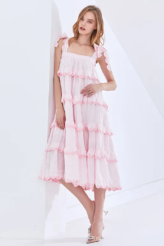 Sleeveless Overlay Ruffle Maxi Dress Tunics Luxurious high-end