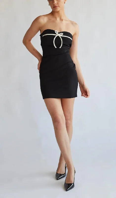 STRAPLESS BOW BODYCON MINI DRESS Tunics Practical easy-care