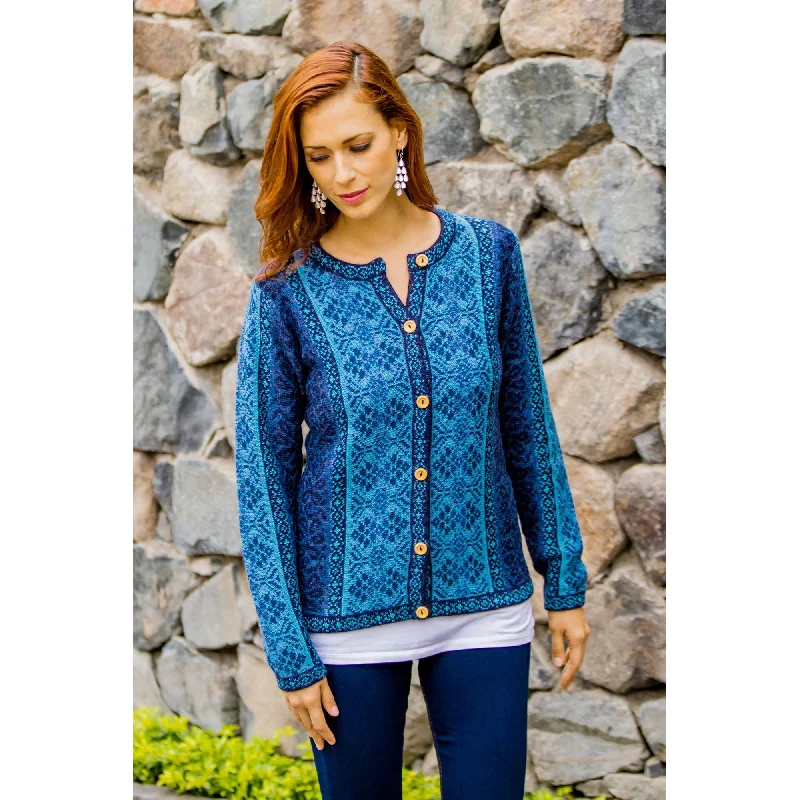 Andean Alpaca Poinsettia Floral Cardigan Layered Multi-layer Single Layer