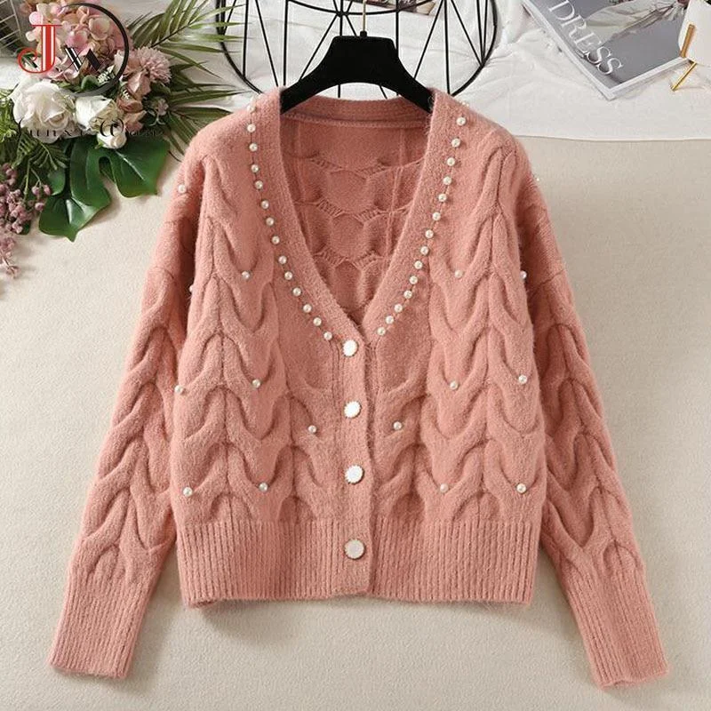 Beaded Casual Women Cardigan Sweaters Lace Blend Ribbed Blend Corduroy Blend