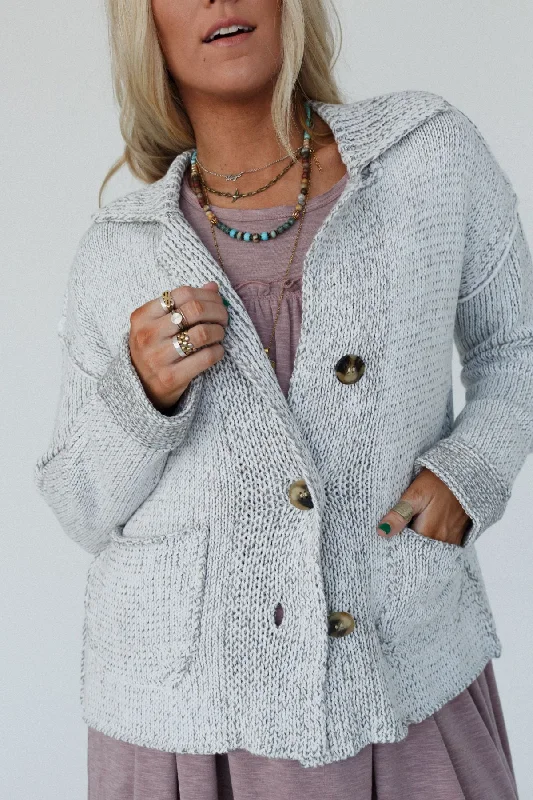 Kensington Cardigan - Heather Gray Polka Dot Checkered Tartan