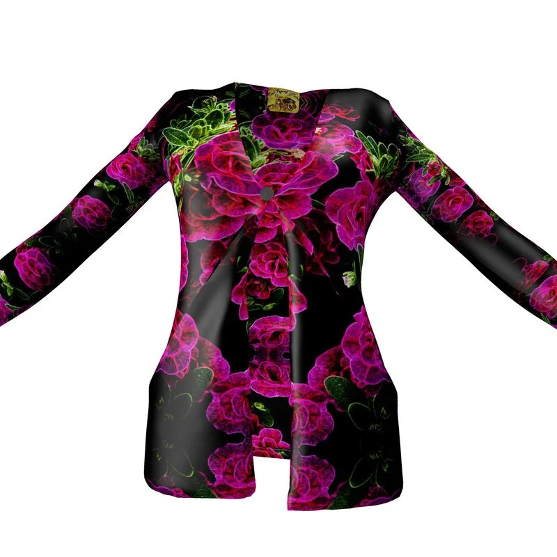 Floral Embosses: Roses 02-01 Ladies Designer Drop Pocket Cardigan Cardigan Knitwear Sweater