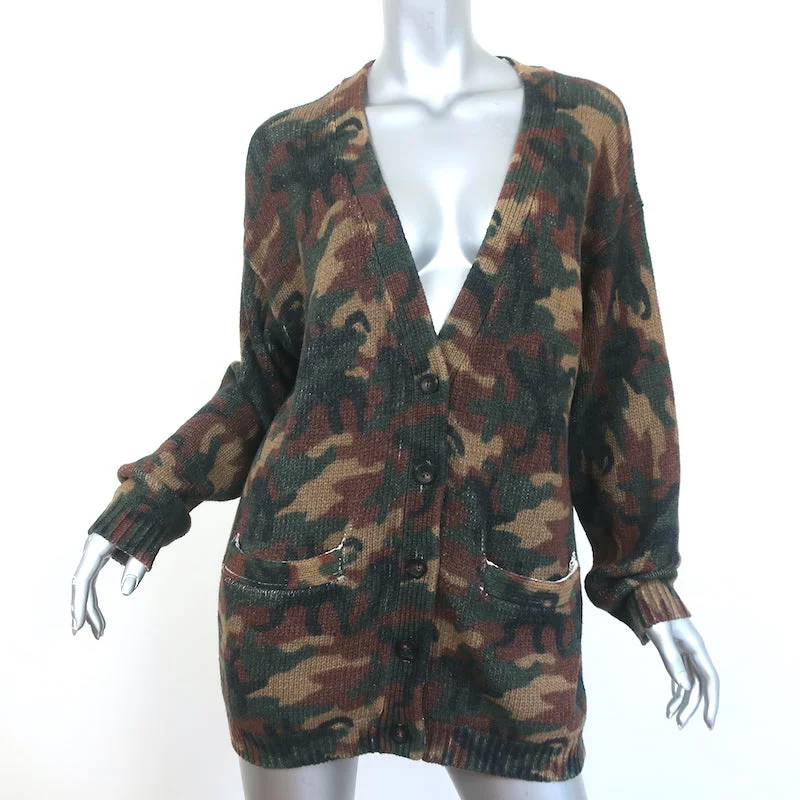 NSF Cardigan Rogers Camouflage Print Cotton-Blend Size Small V-Neck Sweater Rayon Fabric Velvet Fabric Corduroy Fabric