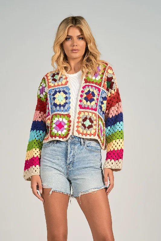 Rainbow Cardigan Neon metallic Matte