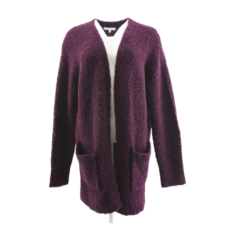 Burgundy Solid Cardigan Sweater Layered Multi-layer Single Layer