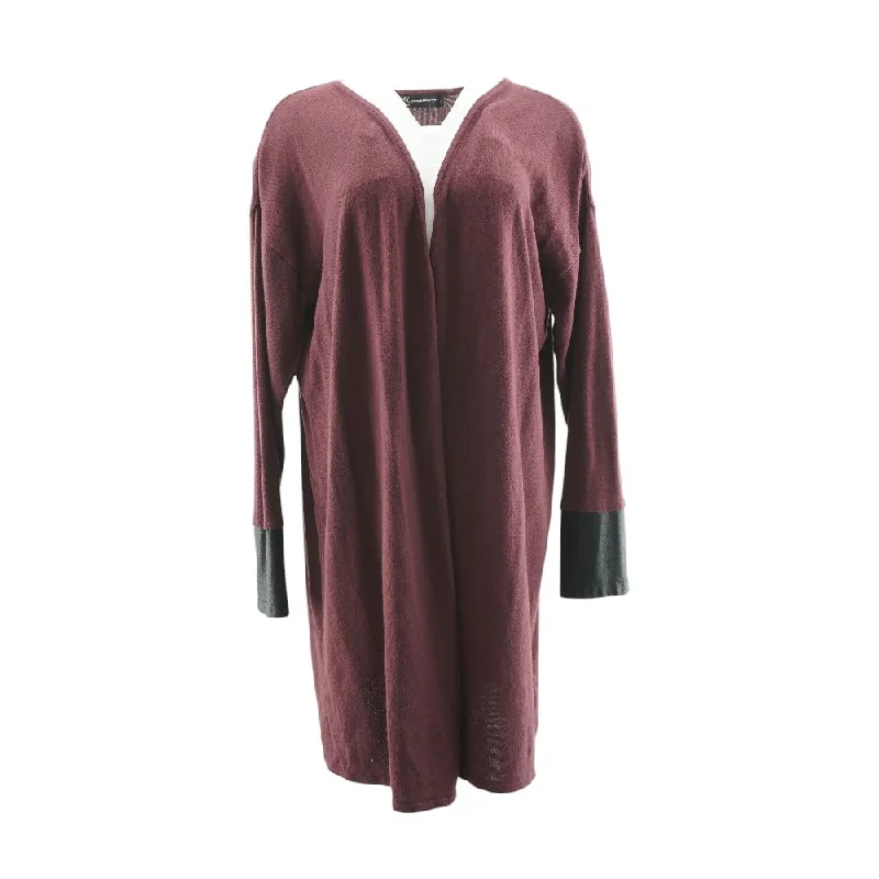 Burgundy Solid Cardigan Sweater Stylish Fashionable Trendy