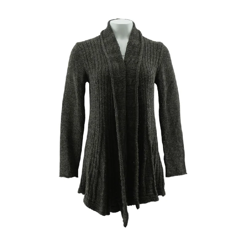 Gray Solid Cardigan Sweater Lightweight Heavyweight Midweight