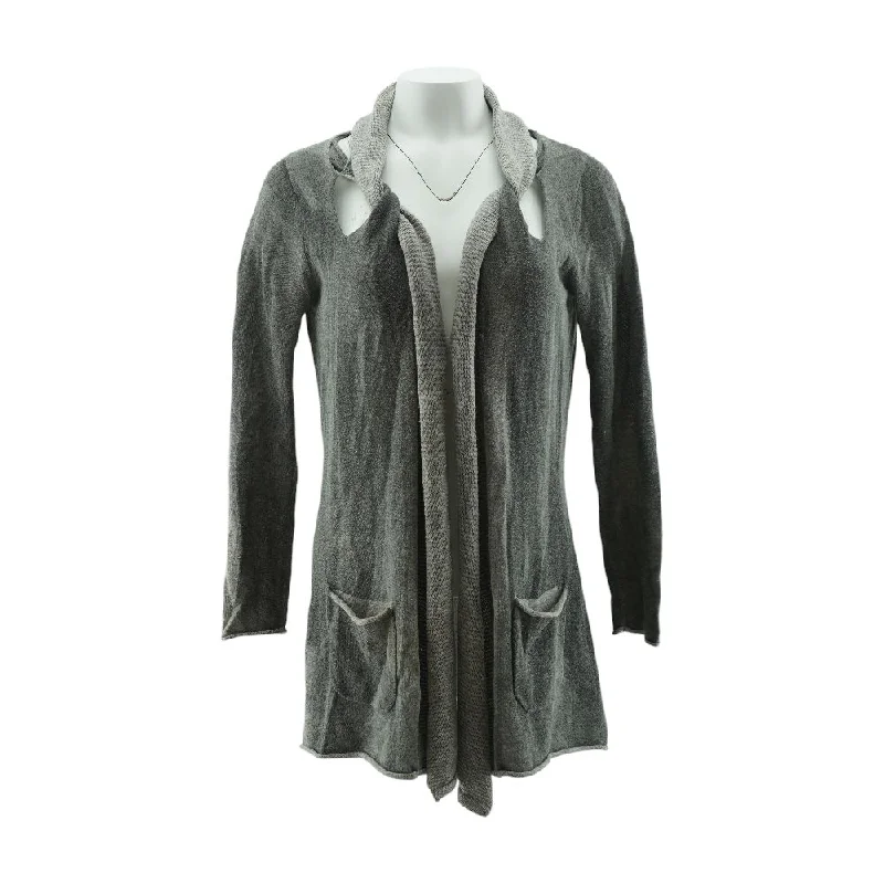 Gray Tie Dye Cardigan Sweater Fitted Slim Tailored