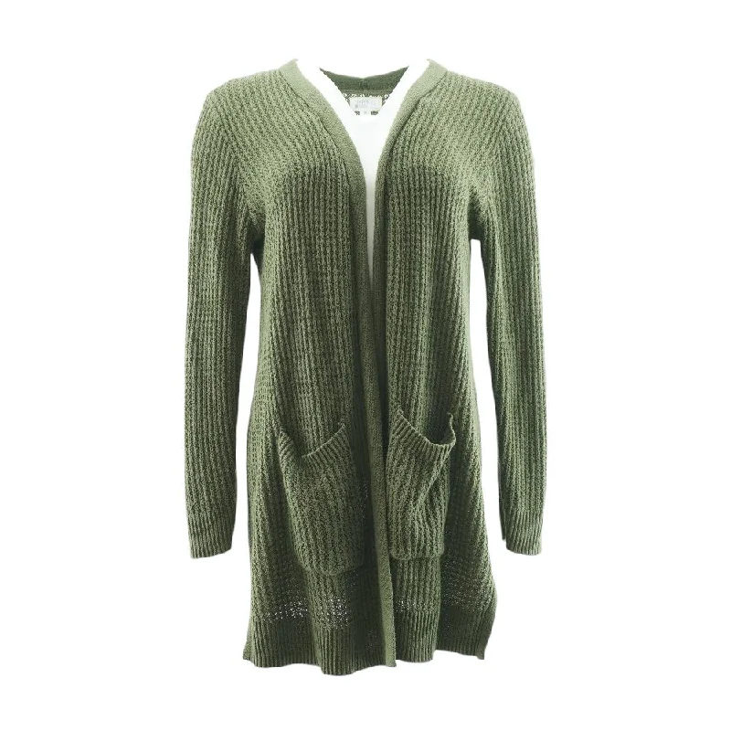 Green Solid Cardigan Sweater Elegant Classic Vintage