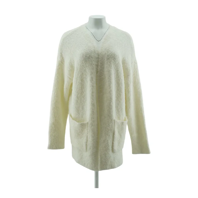 Ivory Solid Cardigan Sweater Terry Terry Cloth Terry Knit