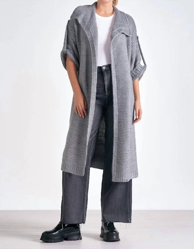 Maci Open Cardigan Duster In Charcoal Long Cardigan Short Cardigan Medium Cardigan