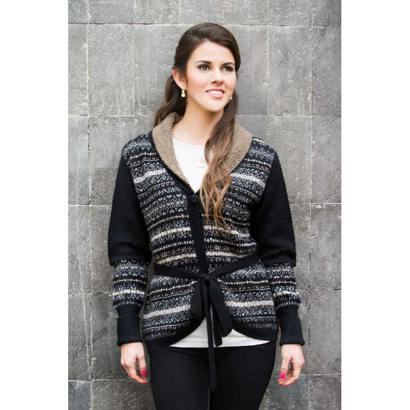 Midnight Medley Alpaca Cardigan Cashmere Blend Cotton Blend Poly Blend