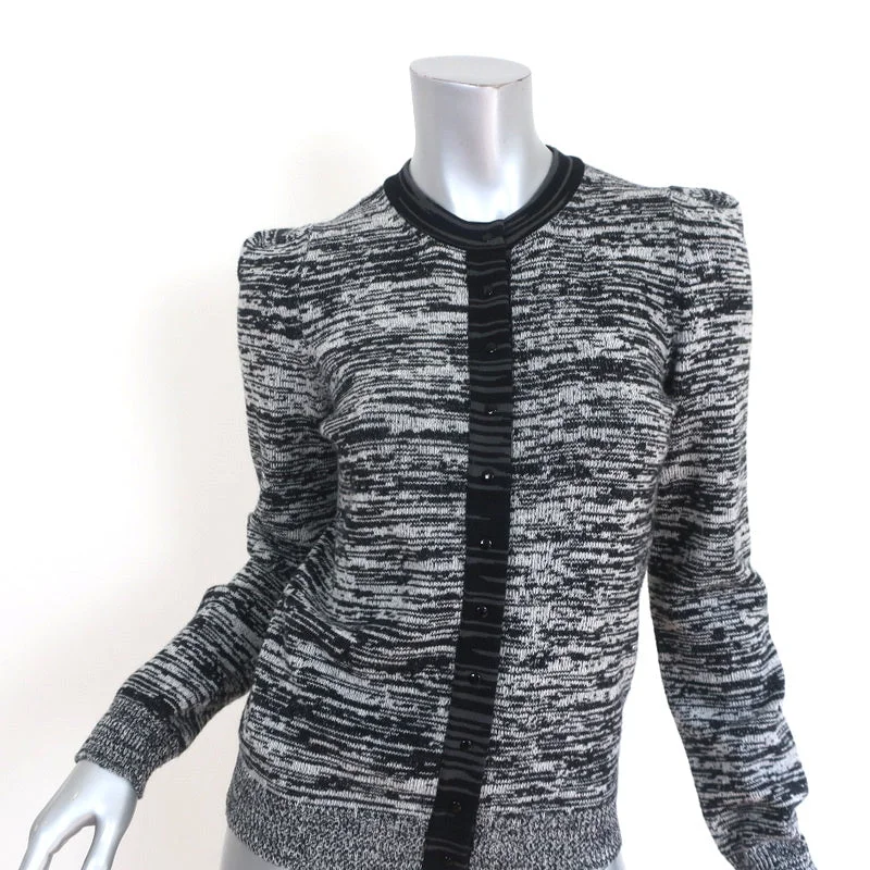 Stella McCartney Cardigan Black/Gray Space Dye Wool Size 42 Snap-Front Sweater Tailored Straight A-Line