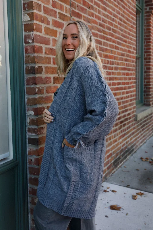 Sunset Snuggle Cardigan - Gray Velvet Chenille Corduroy